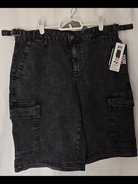 Madden NYC Denim Side Tab Jort In Washed Black Size 12